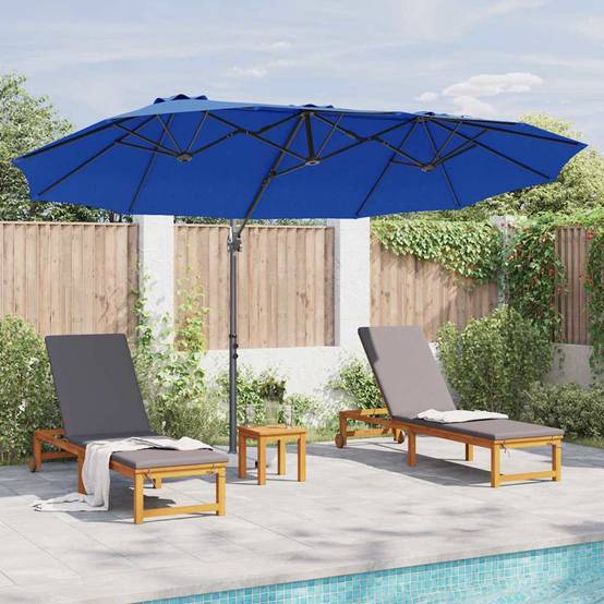 Parasol Polyester et Aluminium Azur 372 x 198 x 243 cm - PANGIVO - Image 3