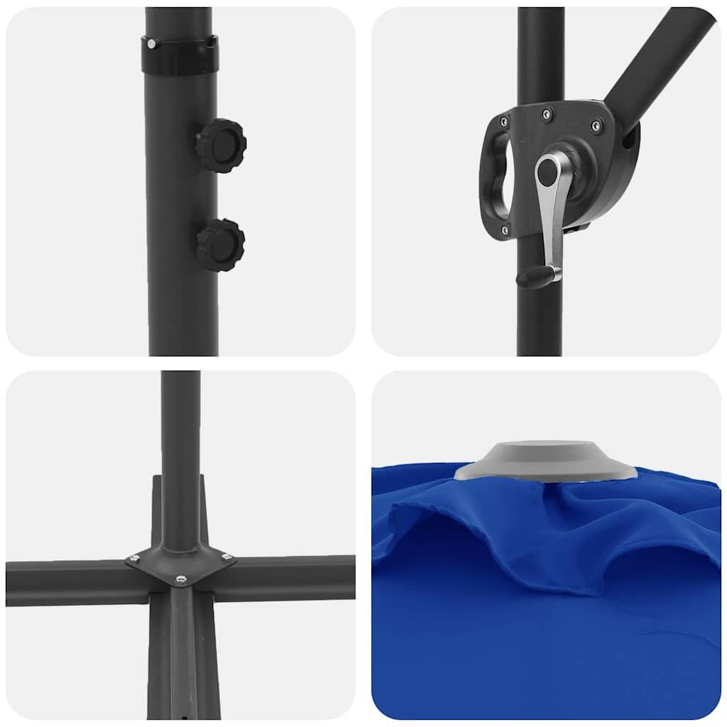 Parasol Polyester et Aluminium Azur 372 x 198 x 243 cm - PANGIVO - Image 7