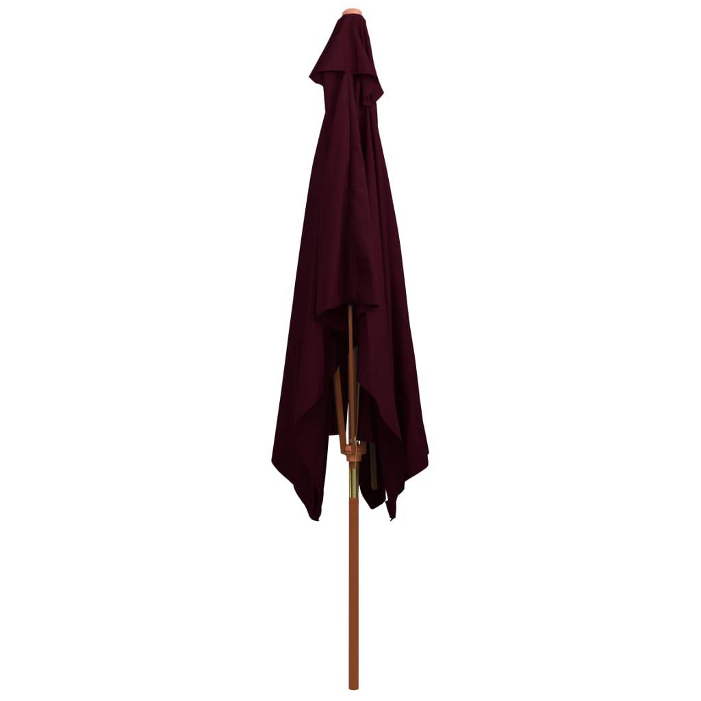 Helloshop26 - Parasol d'extérieur avec mât en bois 200 x 300 cm rouge bordeaux - Imagen 4