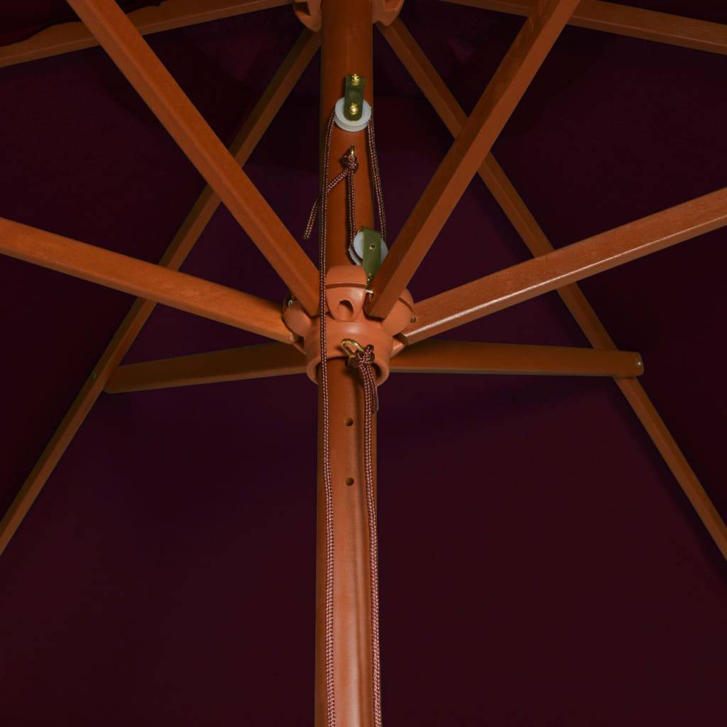Helloshop26 - Parasol d'extérieur avec mât en bois 200 x 300 cm rouge bordeaux - Imagen 5