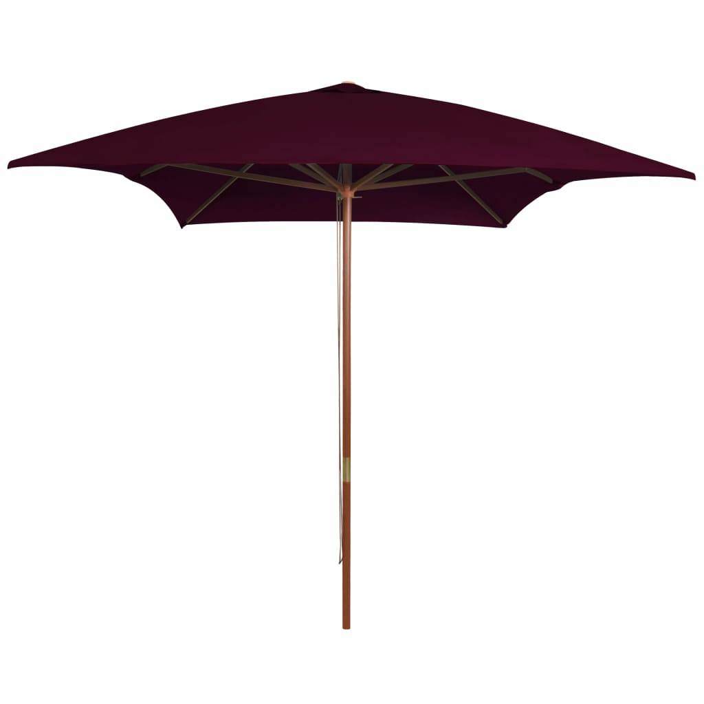 Helloshop26 - Parasol d'extérieur avec mât en bois 200 x 300 cm rouge bordeaux - Imagen 1