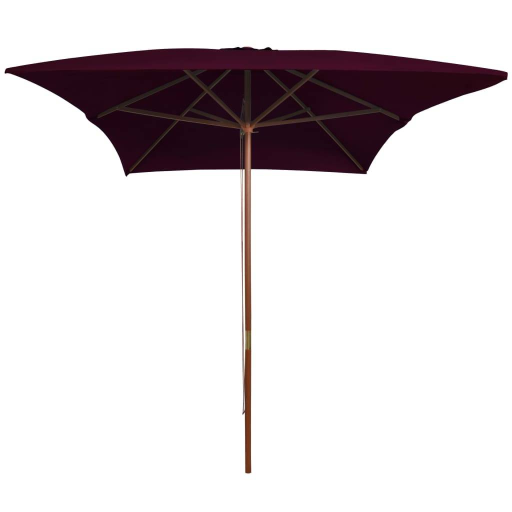 Helloshop26 - Parasol d'extérieur avec mât en bois 200 x 300 cm rouge bordeaux - Imagen 2