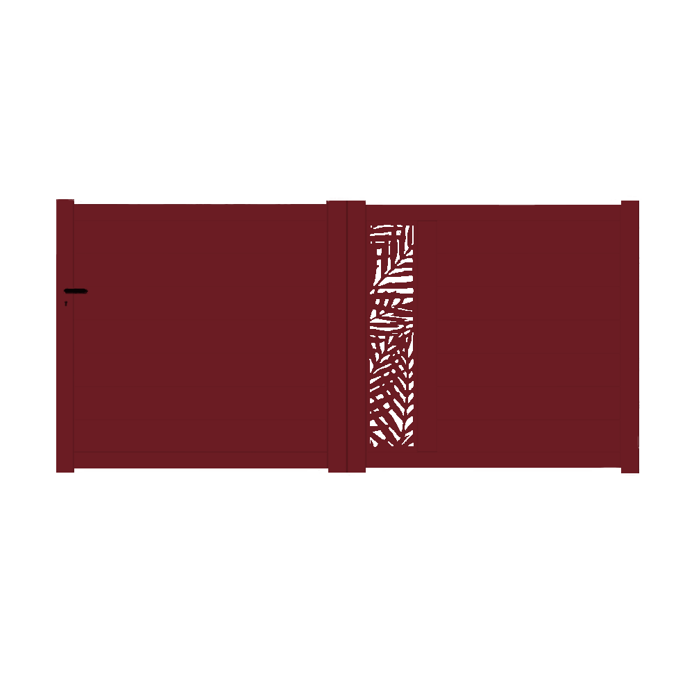 Portail Packit - Portail alu coulissant découpe laser en kit dim. L.3500 (entre piliers) X H.1500 mm  Rouge (RAL 3004)