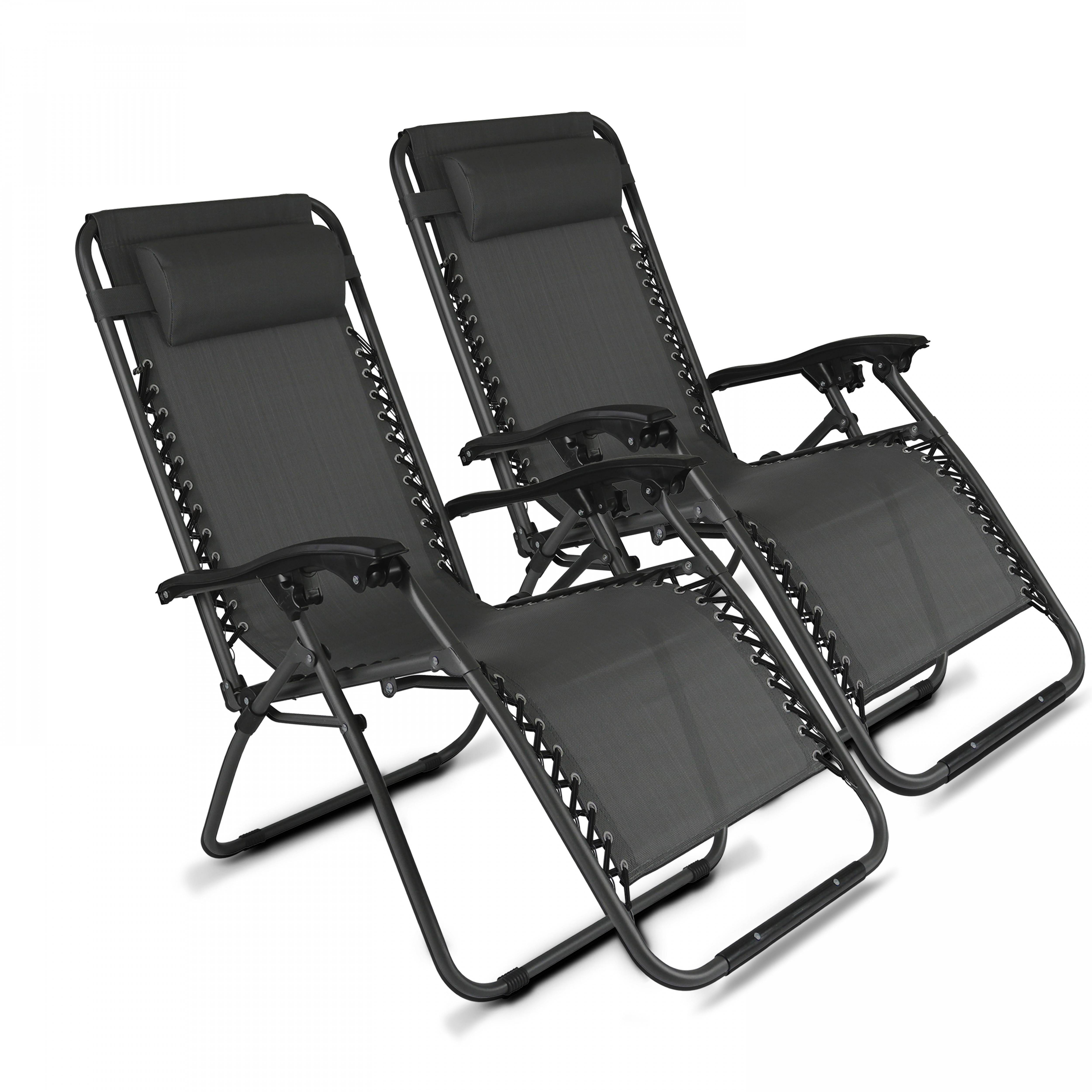 Oviala - Lot de 2 fauteuils lounge inclinable en acier gris Monaco - Oviala - Imagen 1