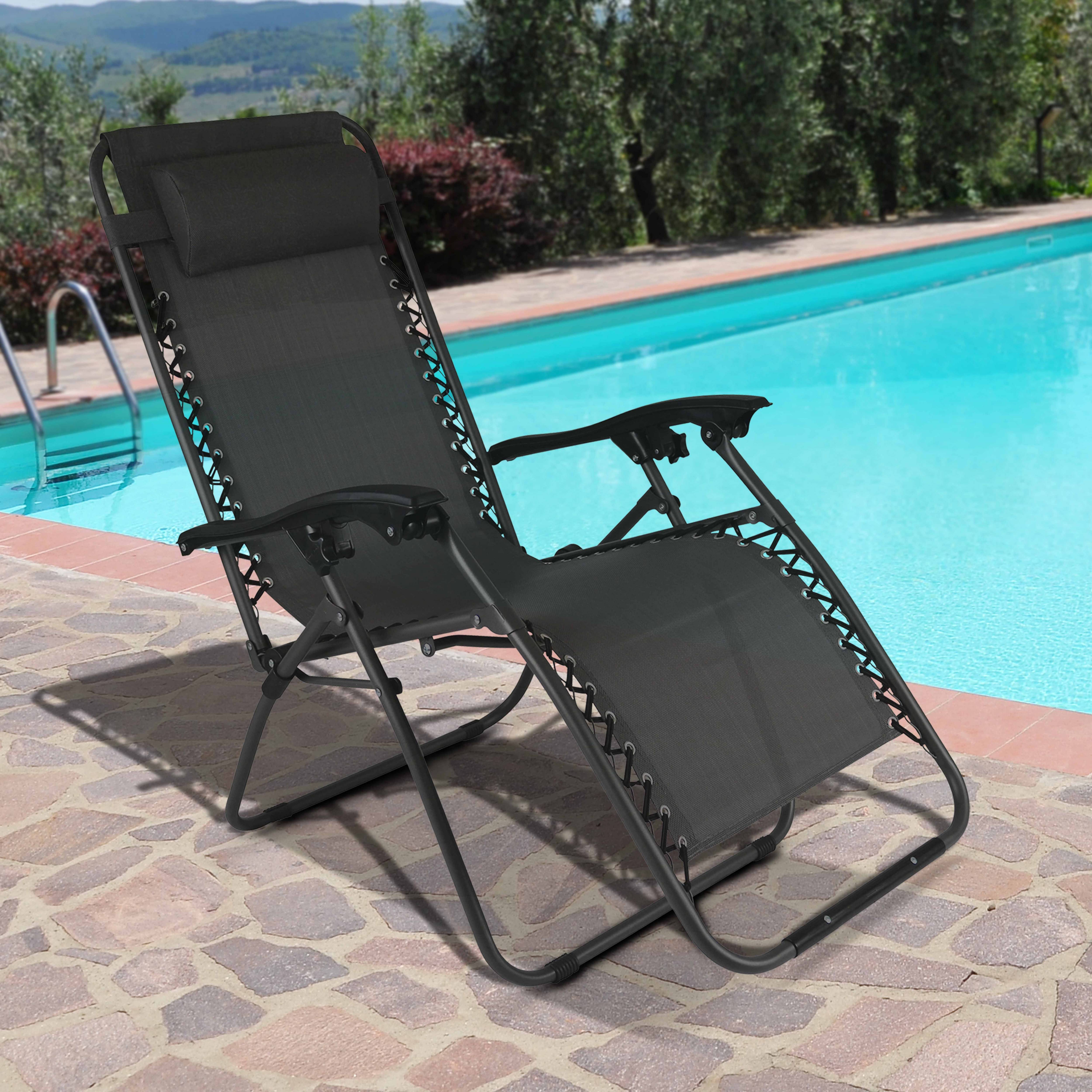 Oviala - Lot de 2 fauteuils lounge inclinable en acier gris Monaco - Oviala - Imagen 6