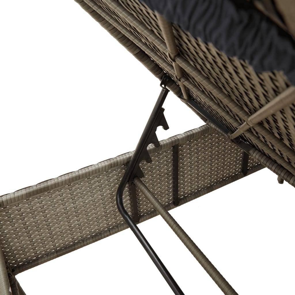 Vidaxl - Ensemble de chaises longues avec coussins 3 pcs gris poly rotin vidaXL 3284265 - Image 4