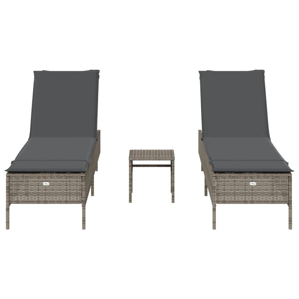 Vidaxl - Ensemble de chaises longues avec coussins 3 pcs gris poly rotin vidaXL 3284265 - Image 9