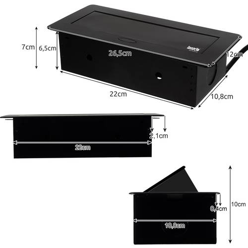 Importdistrib - Triple Prise Encastrable pour plan de travail 22 x 10,8 x 6,5 cm IMPORTDISTRIB - Image 2