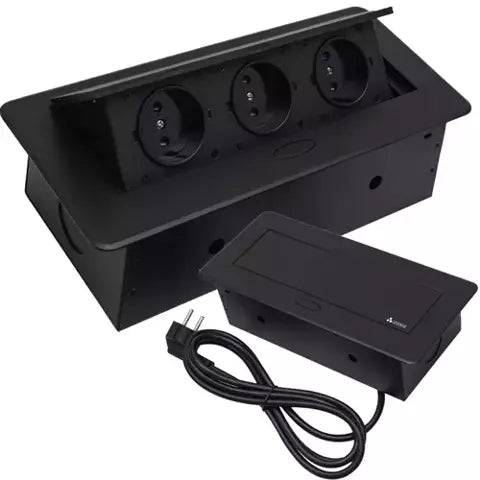 Importdistrib - Triple Prise Encastrable pour plan de travail  22 x 10,8 x 6,5 cm IMPORTDISTRIB