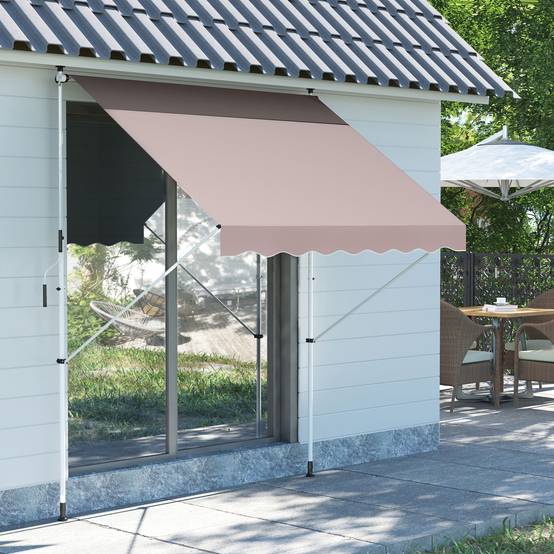 Store banne manuel extérieur aluminium polyester balcon hauteur réglable 2x1.5m beige - ComfortXL Outdoor Living - Image 3