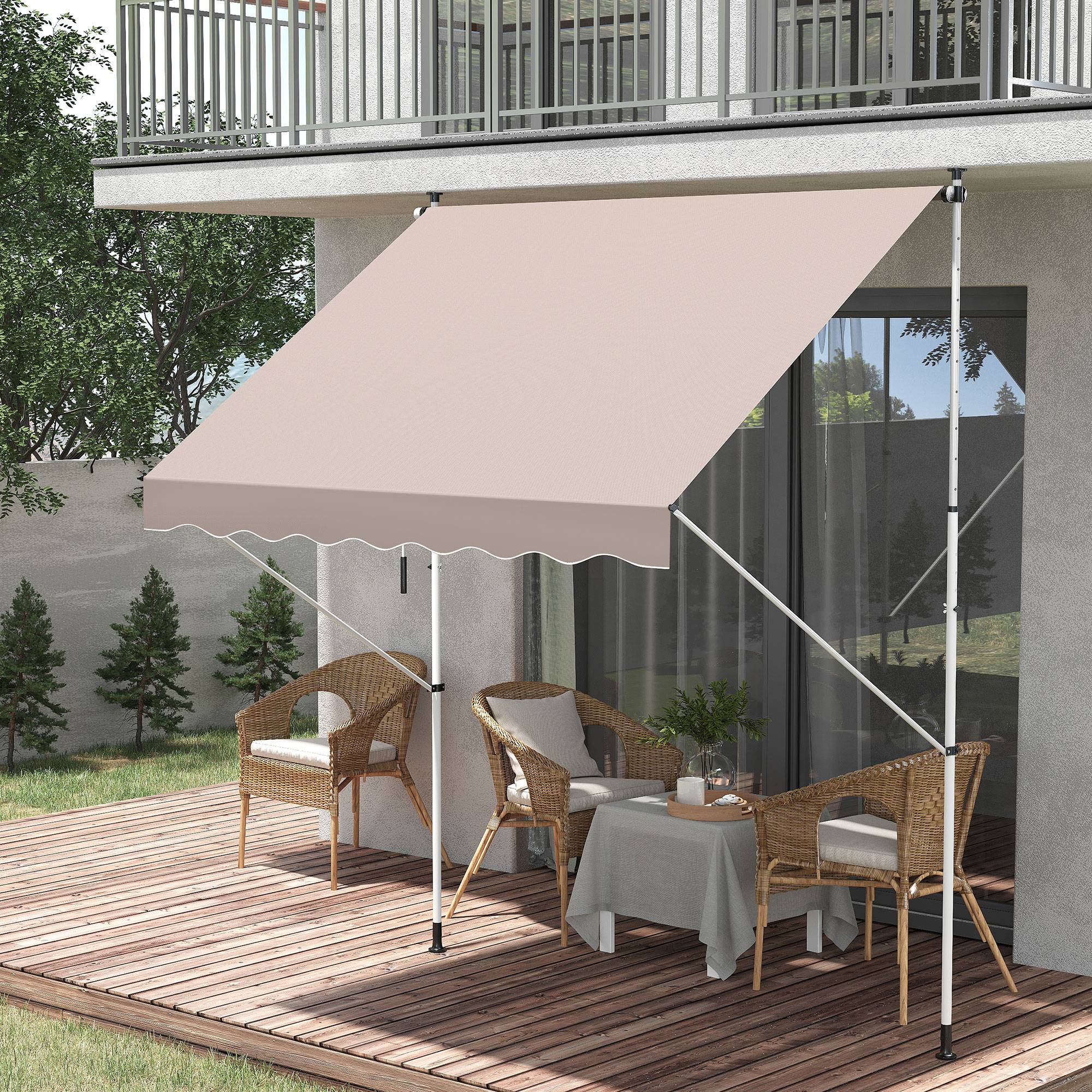 Store banne manuel extérieur aluminium polyester balcon hauteur réglable 2x1.5m beige - ComfortXL Outdoor Living - Image 4
