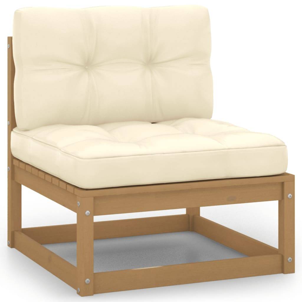 Helloshop26 - Salon de jardin meuble d'extérieur ensemble de mobilier 10 pièces avec coussins marron miel bois de pin - Imagen 4