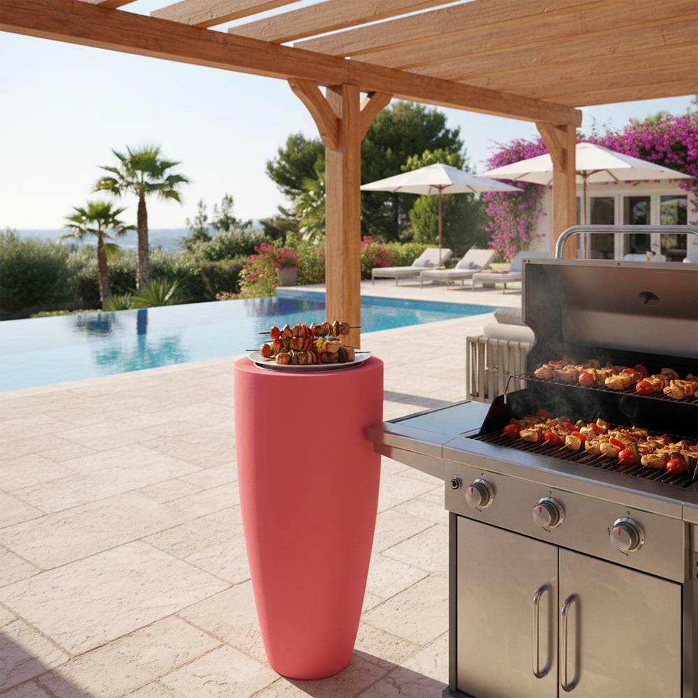 Pot conique 3-en-1 table inox : jardinière, mange-debout et bac à glaçons - plast'up rotomoulage - Imagen 4