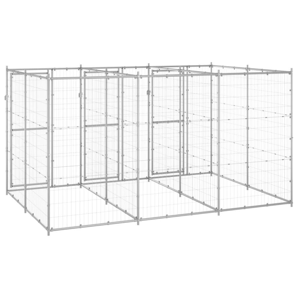Helloshop26 - Chenil extérieur cage enclos parc animaux chien extérieur acier galvanisé 7,26 m² - Imagen 5