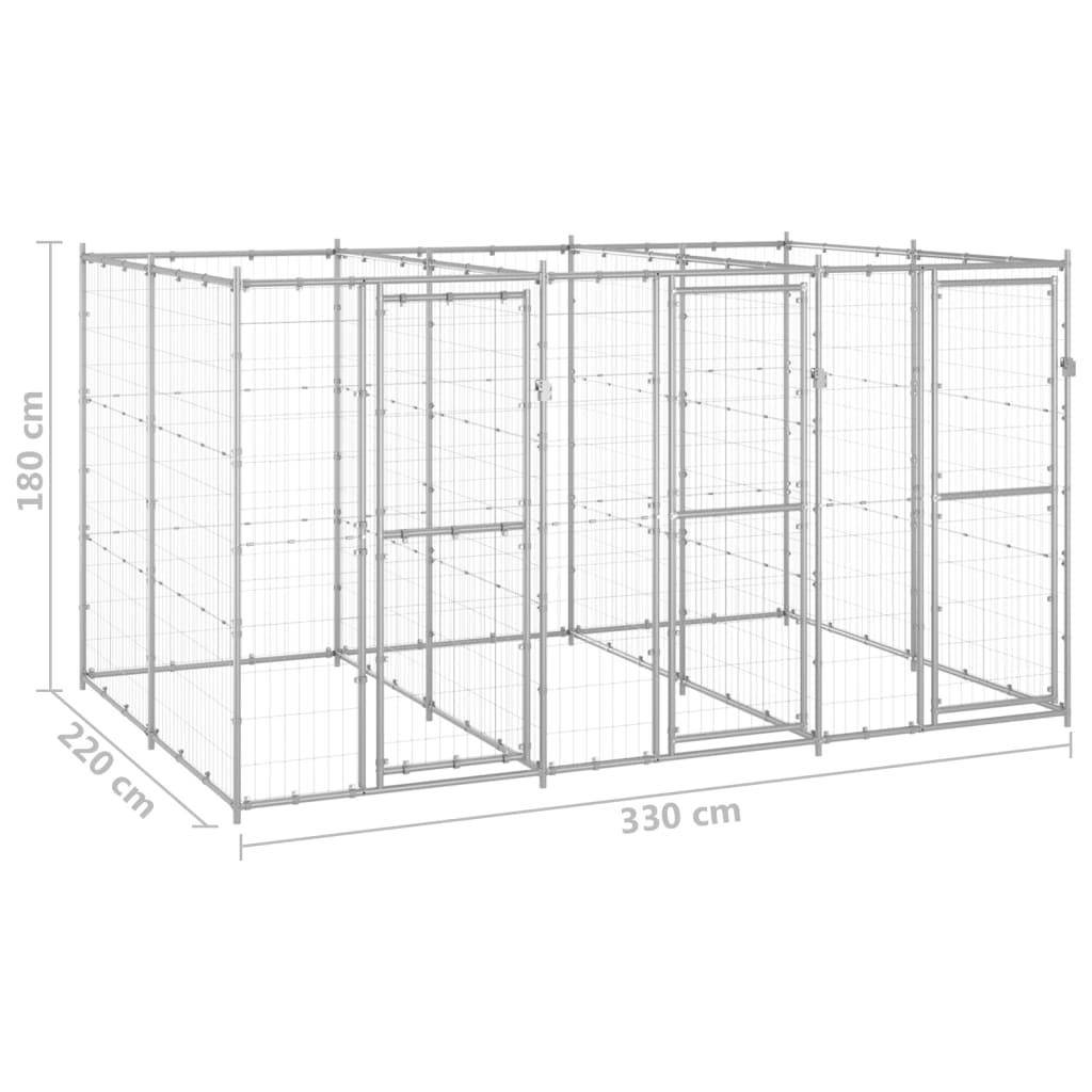Helloshop26 - Chenil extérieur cage enclos parc animaux chien extérieur acier galvanisé 7,26 m² - Imagen 2