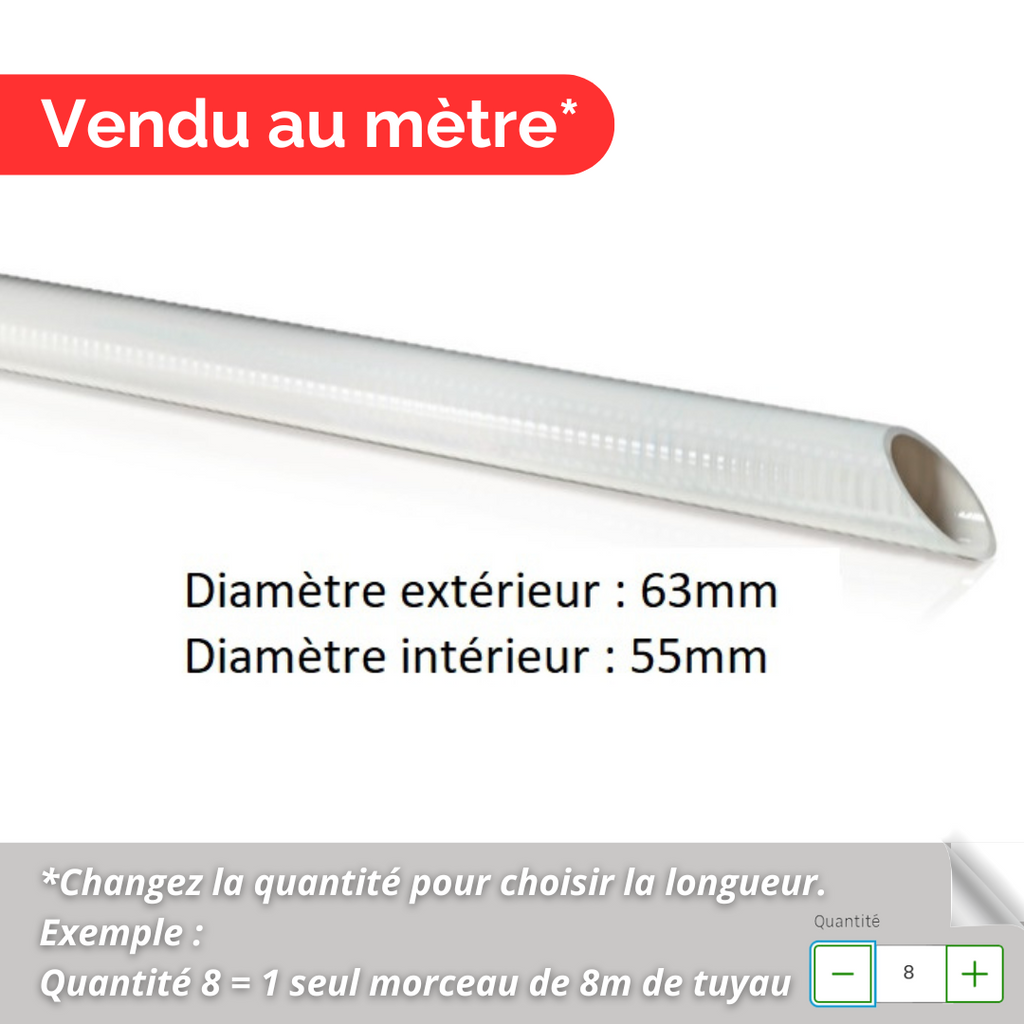 Tuyau PVC Pression Semi-rigide à Coller Ø63mm - Renforcé Spire - Vente Au Mètre - Bassins & Piscine