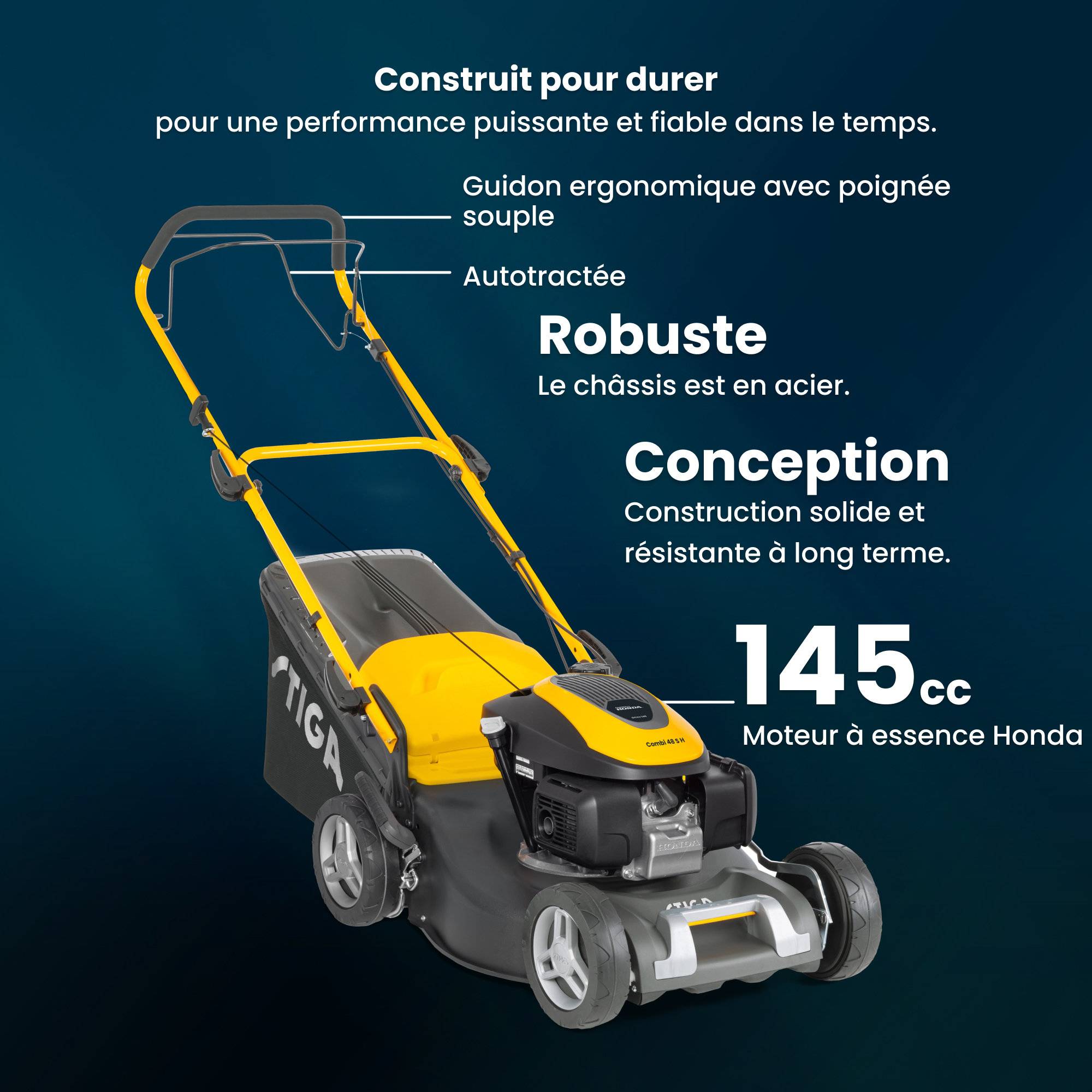Stiga - Tondeuse Combi 48 S H, moteur Honda 145cc, largeur 46cm, bac 60L - STIGA - Imagen 2
