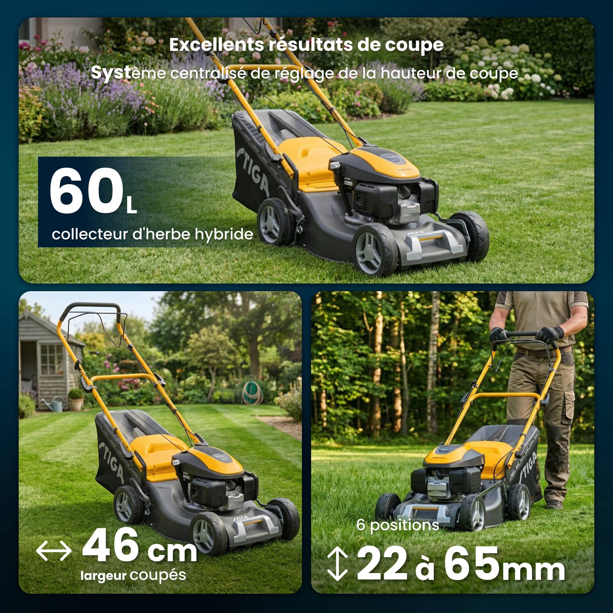 Stiga - Tondeuse Combi 48 S H, moteur Honda 145cc, largeur 46cm, bac 60L - STIGA - Imagen 4