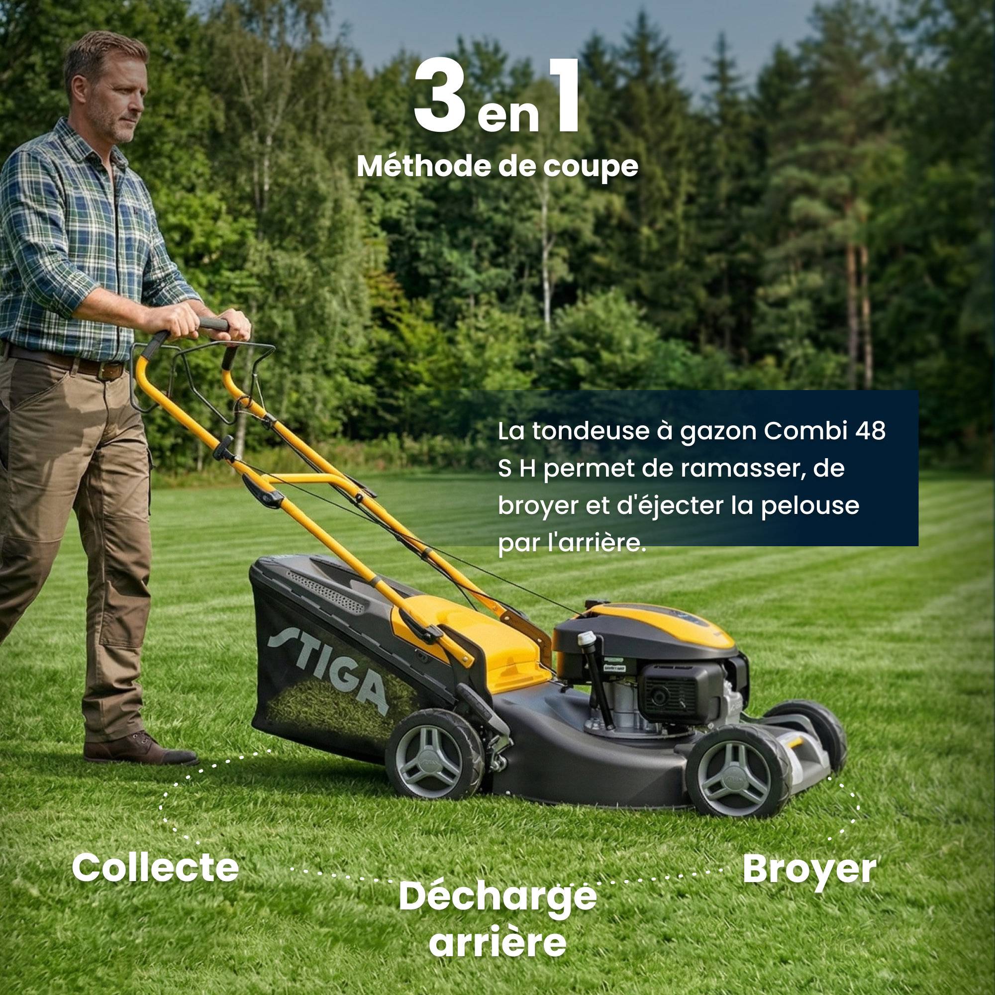 Stiga - Tondeuse Combi 48 S H, moteur Honda 145cc, largeur 46cm, bac 60L - STIGA - Imagen 5