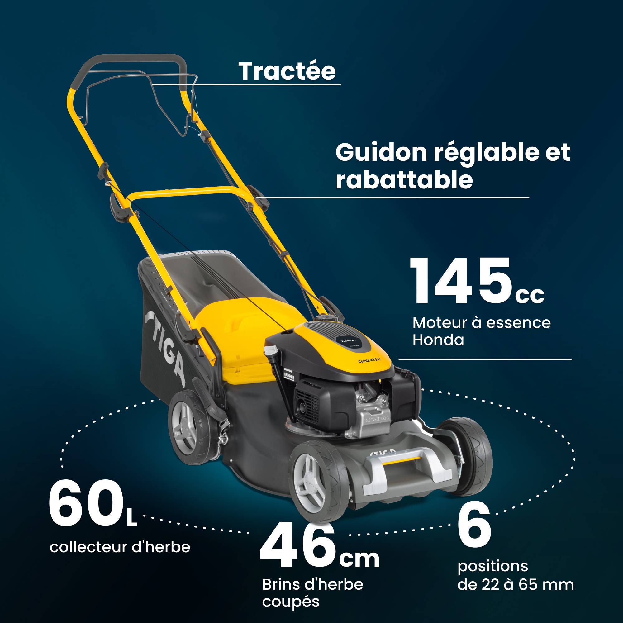 Stiga - Tondeuse Combi 48 S H, moteur Honda 145cc, largeur 46cm, bac 60L - STIGA - Imagen 7