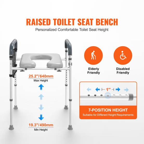 SucceBuy Rehausseurs de Toilettes 49-64 cm Charge 158,7 kg pour Personnes Âgées - Image 2