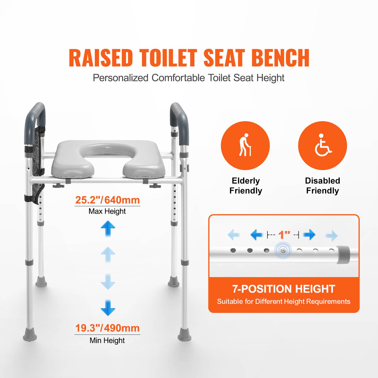 SucceBuy Rehausseurs de Toilettes 49-64 cm Charge 158,7 kg pour Personnes Âgées - Image 2