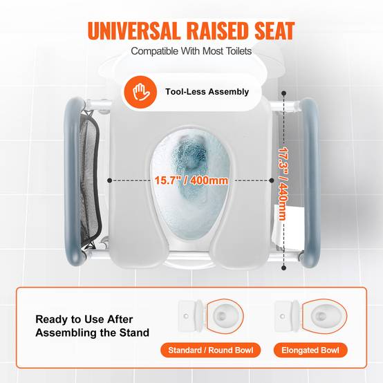 SucceBuy Rehausseurs de Toilettes 49-64 cm Charge 158,7 kg pour Personnes Âgées - Image 4