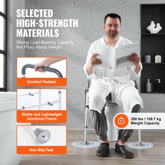 SucceBuy Rehausseurs de Toilettes 49-64 cm Charge 158,7 kg pour Personnes Âgées - Image 3