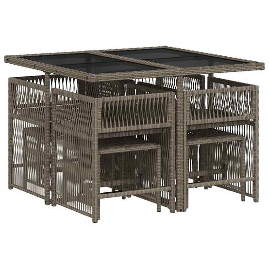 ComfortXL - Salon de Jardin Encastrable 8 Personnes Gris Résine Tressée et 4 Poufs, Rangement Compact – ComfortXL Outdoor Living - Image 3