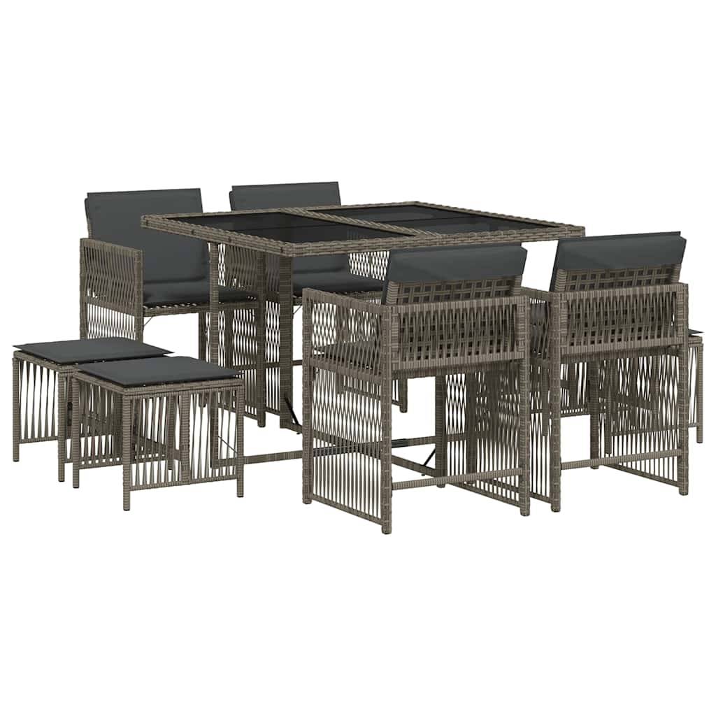 ComfortXL - Salon de Jardin Encastrable 8 Personnes Gris Résine Tressée et 4 Poufs, Rangement Compact – ComfortXL Outdoor Living - Image 2