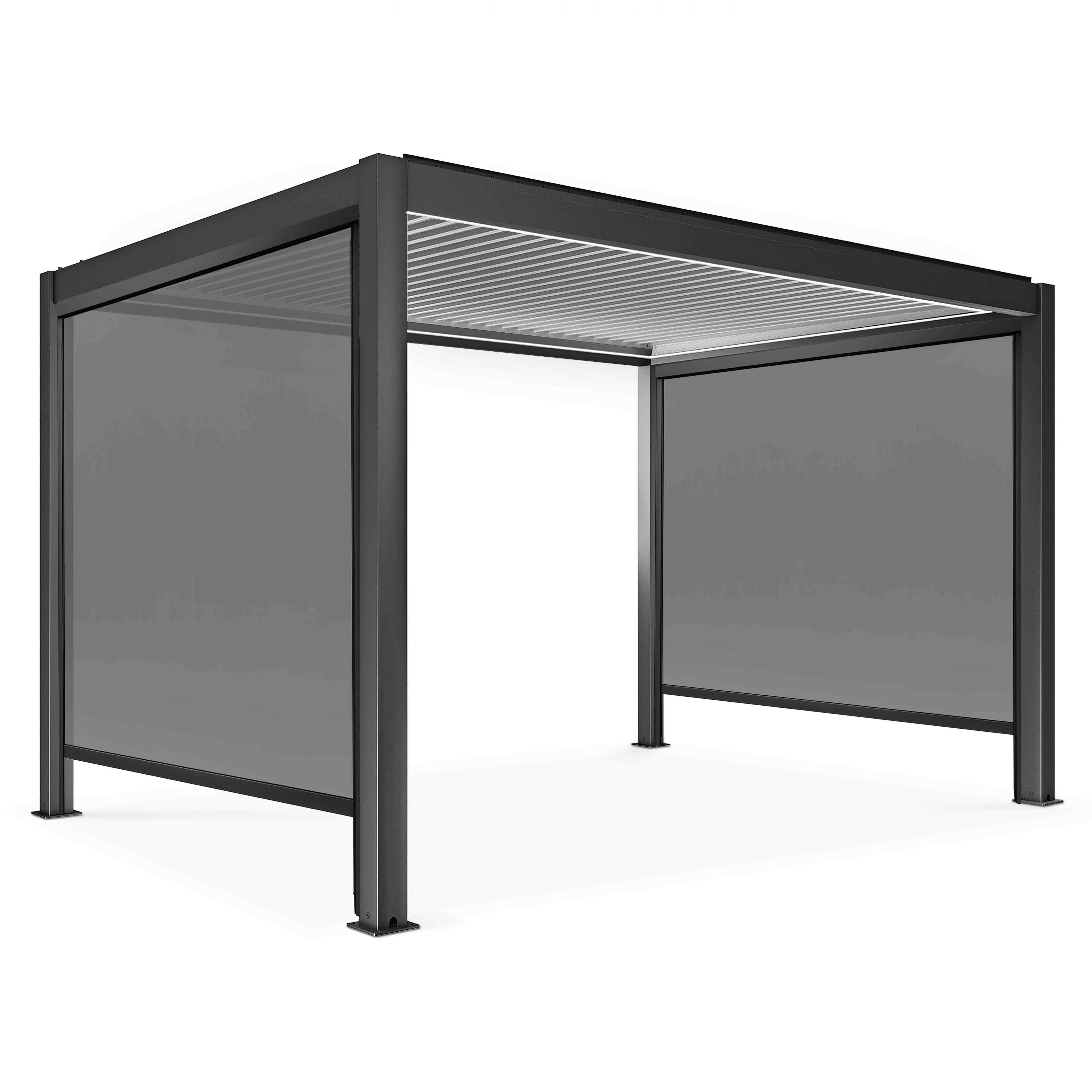 Oviala - Pergola bioclimatique autoportée motorisée éclairée 3x4m et 2 stores Kavala - Oviala - Imagen 2