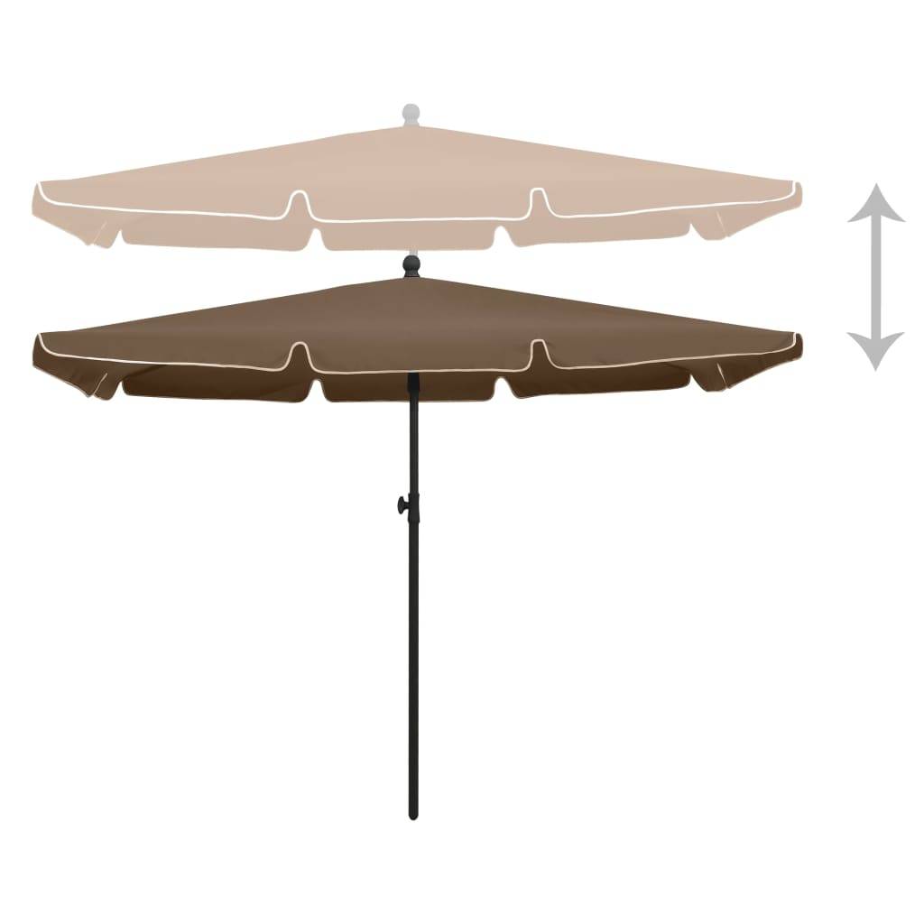Helloshop26 - Parasol de jardin avec mât 210 x 140 cm taupe - Imagen 3