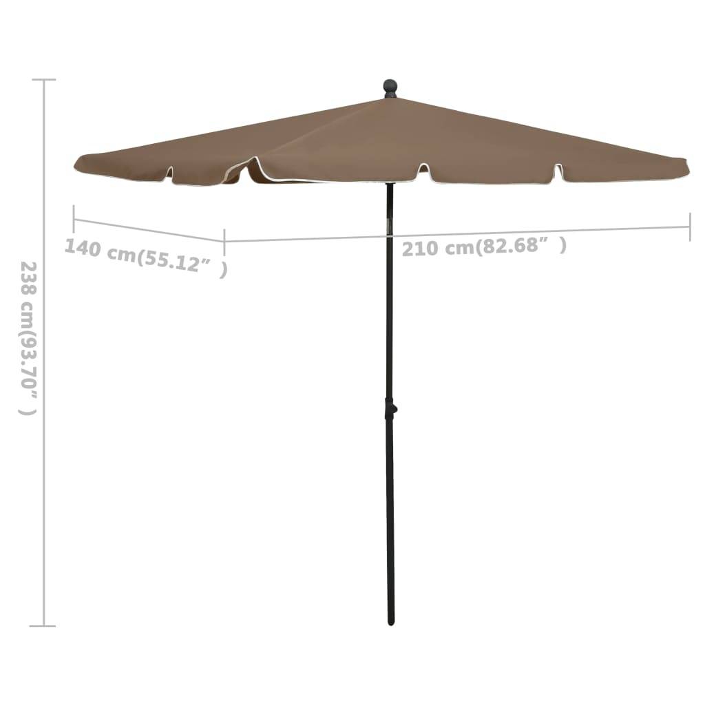 Helloshop26 - Parasol de jardin avec mât 210 x 140 cm taupe - Imagen 6