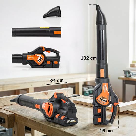 Souffleur de Feuilles sans Fil avec Moteur Brushless 900W Batterie 36v (2x4,0Ah) Puissant 15,2 m³/min Orange et Noir - Image 5