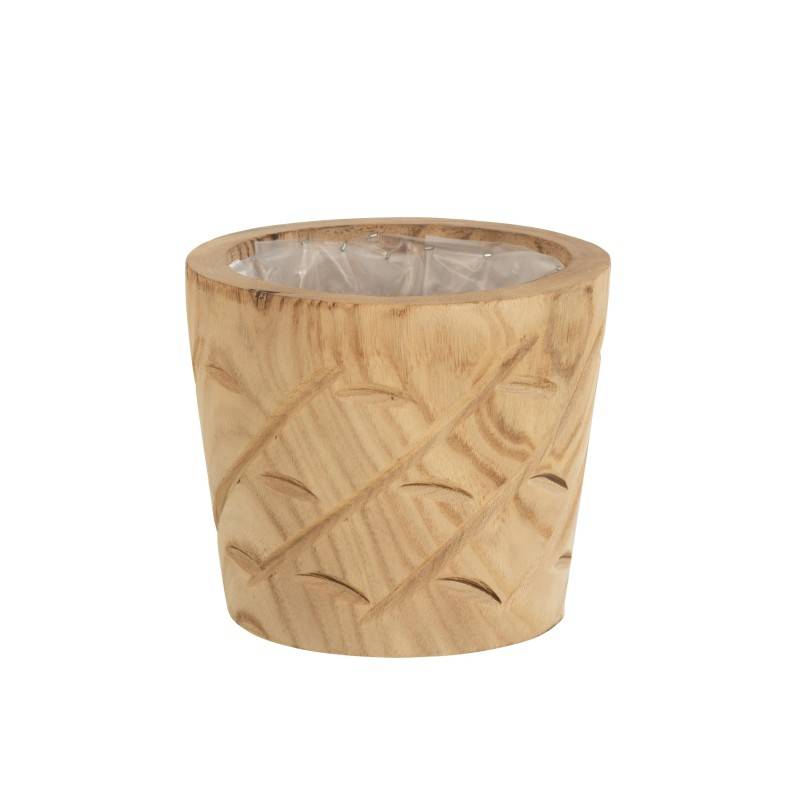 Cache-pot en bois beige 20x20x17 cm - J-Line