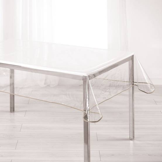 Paris Prix - Nappe Cristal "Garden" 140x240cm Transparent & Taupe - Image 1