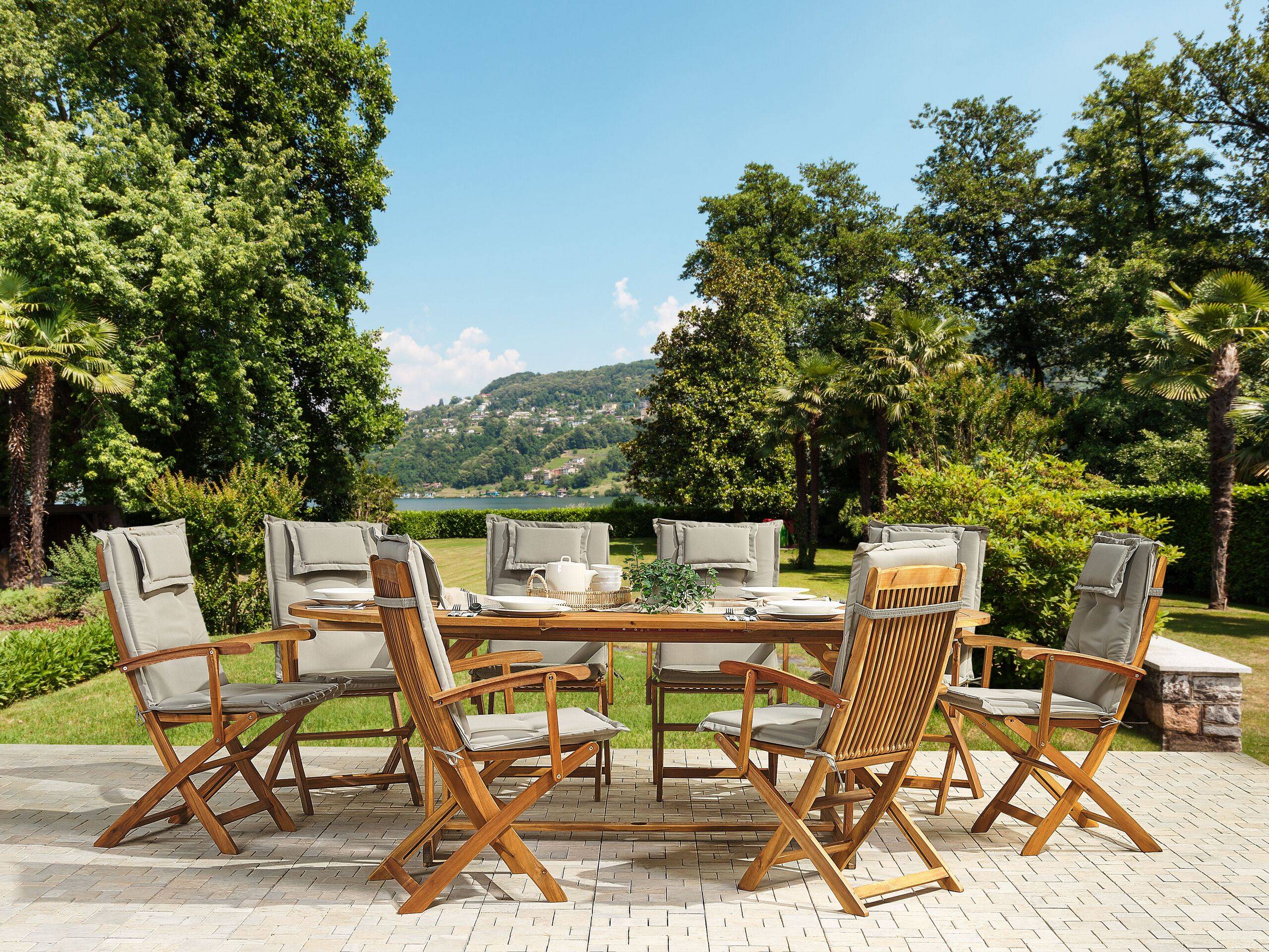 Beliani - Lot de 8 Coussins d'Assise en Tissu Polyester Gris Graphite avec Rembourrage en Mousse pour Chaises de Jardin Modernes Beliani - Imagen 2