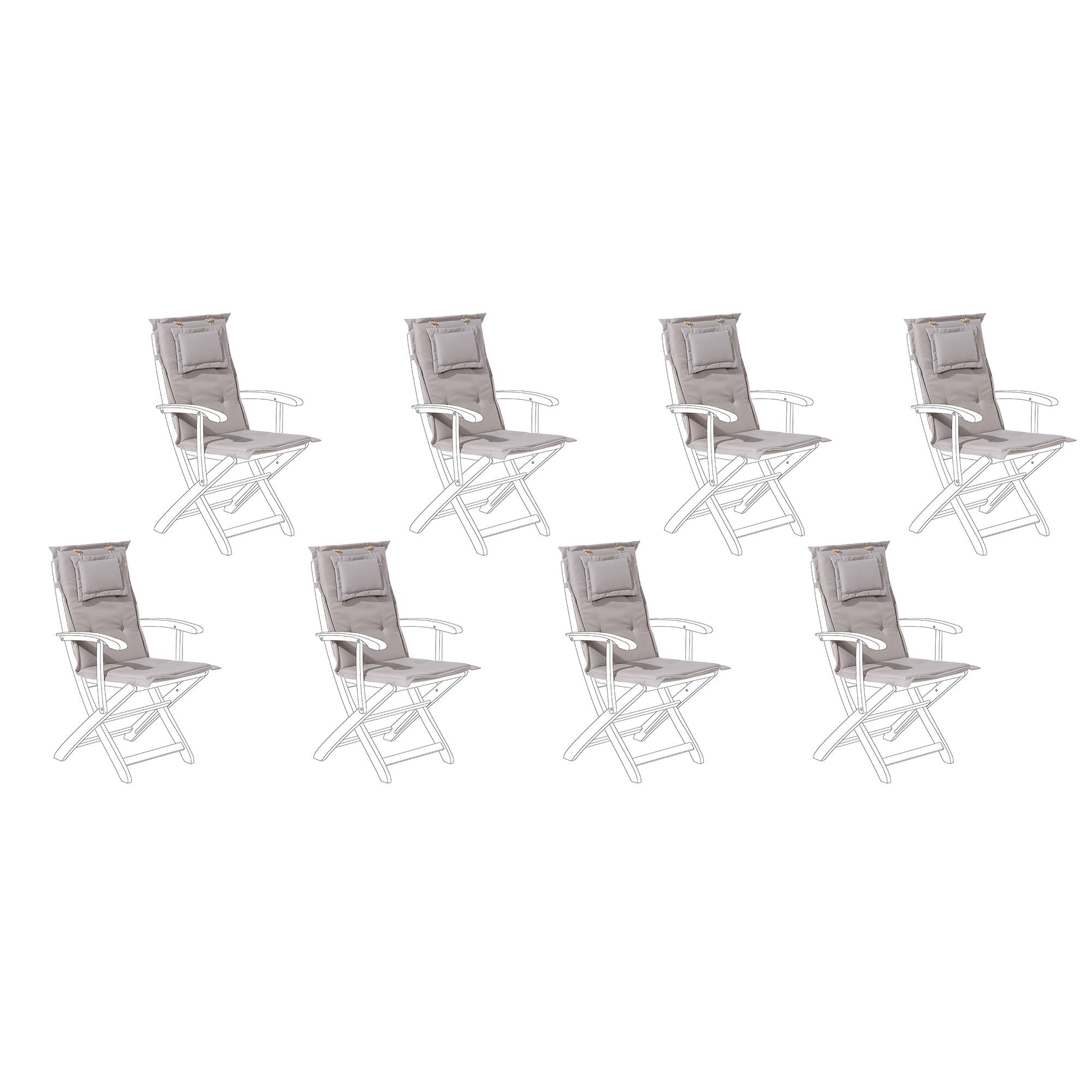 Beliani - Lot de 8 Coussins d'Assise en Tissu Polyester Gris Graphite avec Rembourrage en Mousse pour Chaises de Jardin Modernes Beliani - Imagen 1
