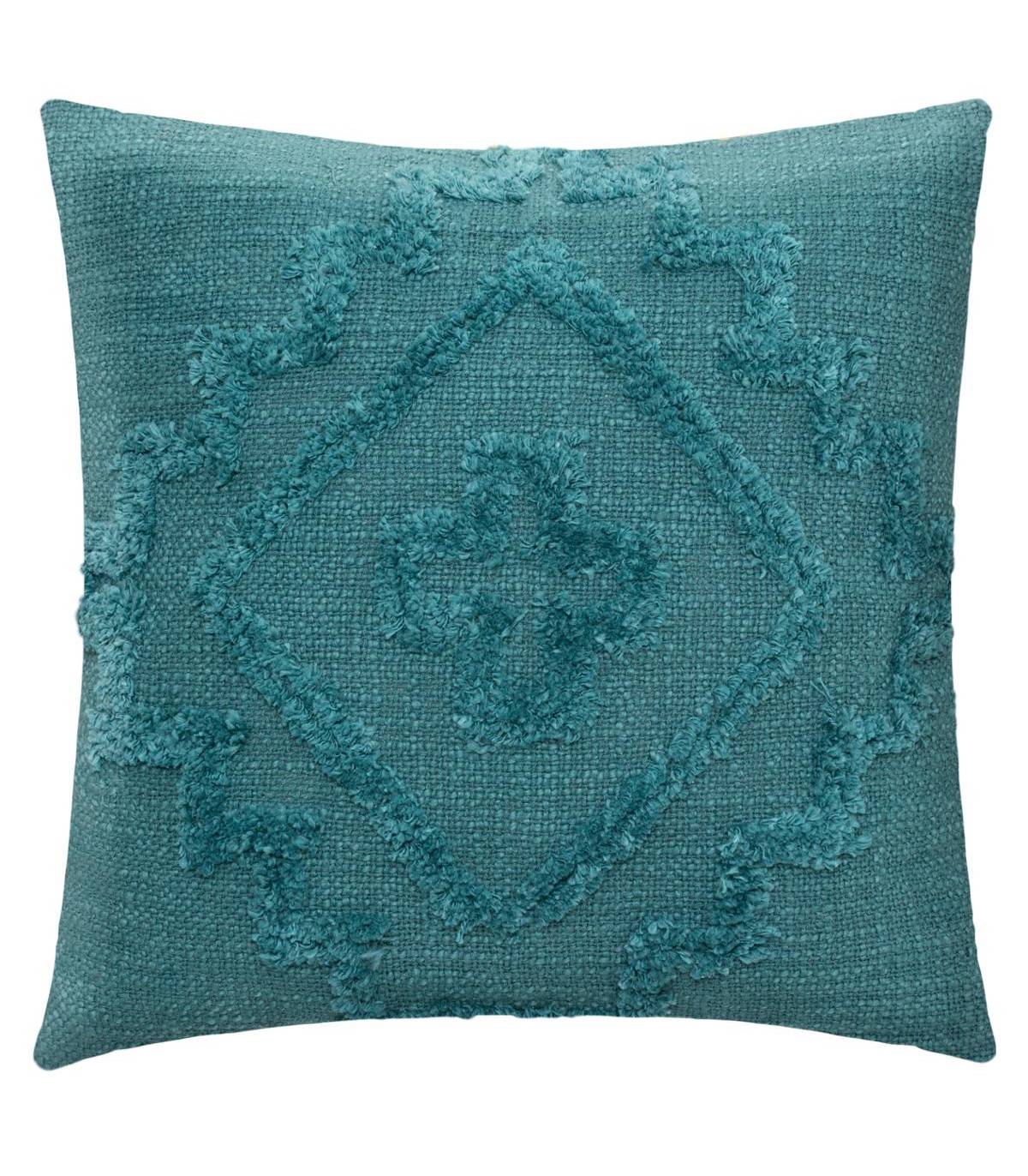 Coussin déhoussable Inca en Coton Tufté Bleu Canard 40 x 40 cm - Imagen 1