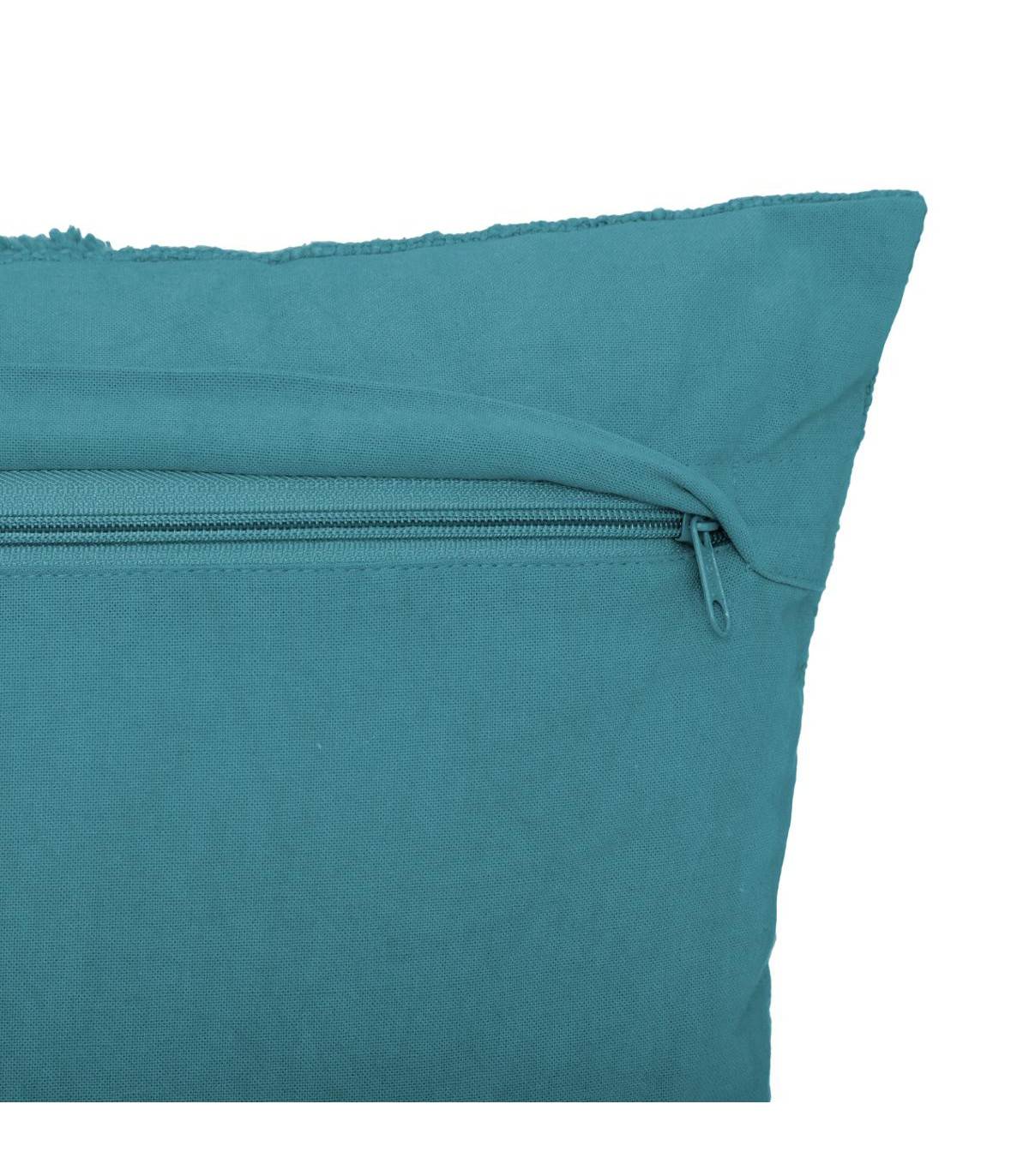 Coussin déhoussable Inca en Coton Tufté Bleu Canard 40 x 40 cm - Imagen 3