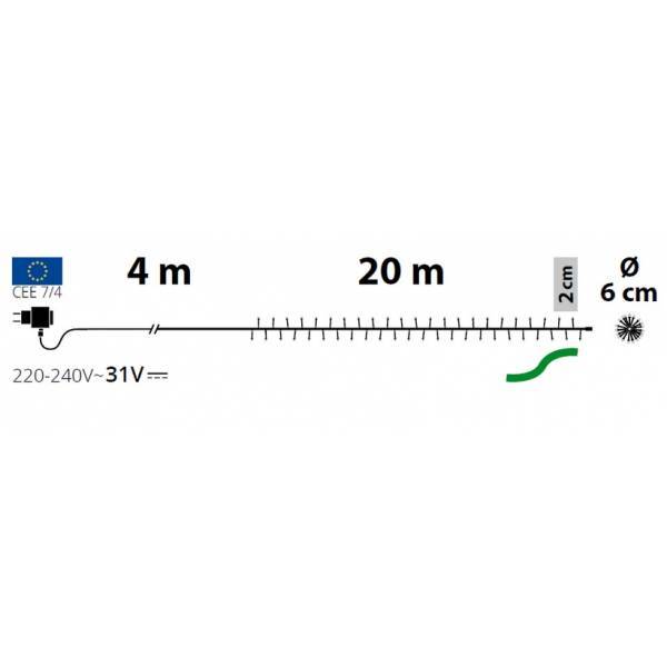 Lotti - Guirlande lumineuse Boa 20M D6cm 1000 mini LED blanc chaud multiflash 31V IP44 Lotti - Imagen 2