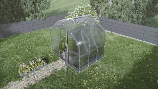 Serre KLASIKA Standard 5m2, 2,5m x 2m, 6 mm avec revêtement en polycarbonate (Avec 1 toit ouvrant automatique) - Image 1