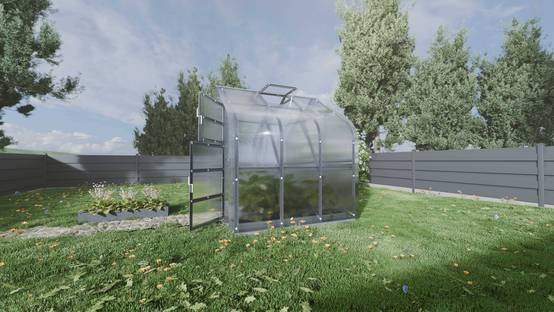 Serre KLASIKA Standard 5m2, 2,5m x 2m, 6 mm avec revêtement en polycarbonate (Avec 1 toit ouvrant automatique) - Image 2