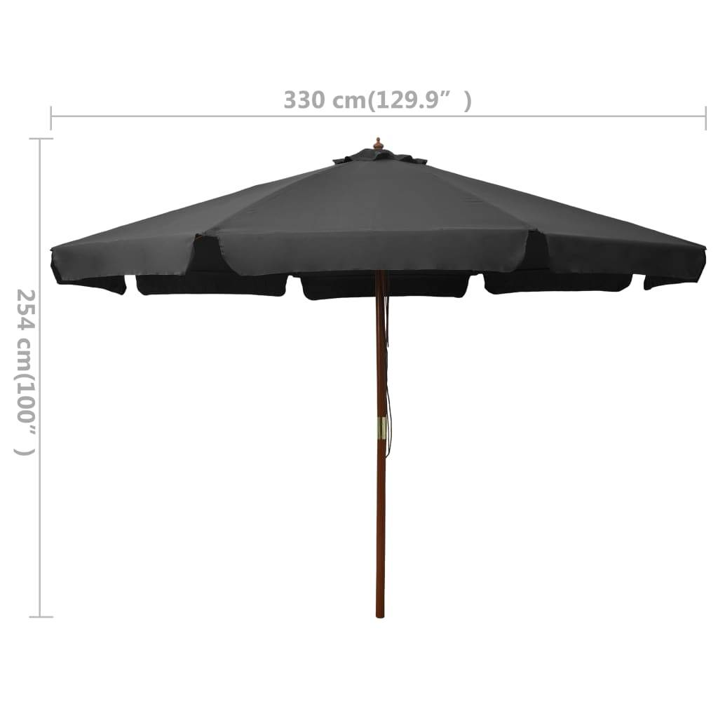 Parasol avec mât en bois 330 cm anthracite - Image 5