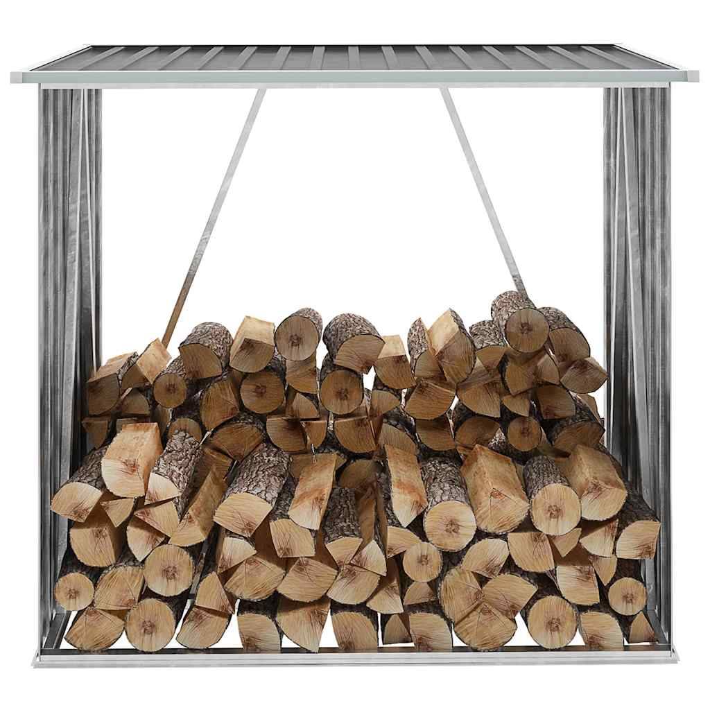 Range-bûches Acier Galvanisé 2m³ pour Jardin ou Terrasse 163x83x154 cm Gris - ComfortXL Outdoor Living - Image 1