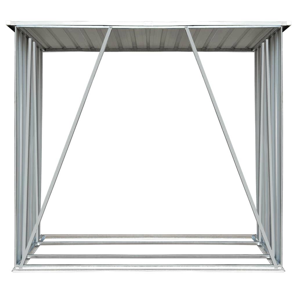 Range-bûches Acier Galvanisé 2m³ pour Jardin ou Terrasse 163x83x154 cm Gris - ComfortXL Outdoor Living - Image 4
