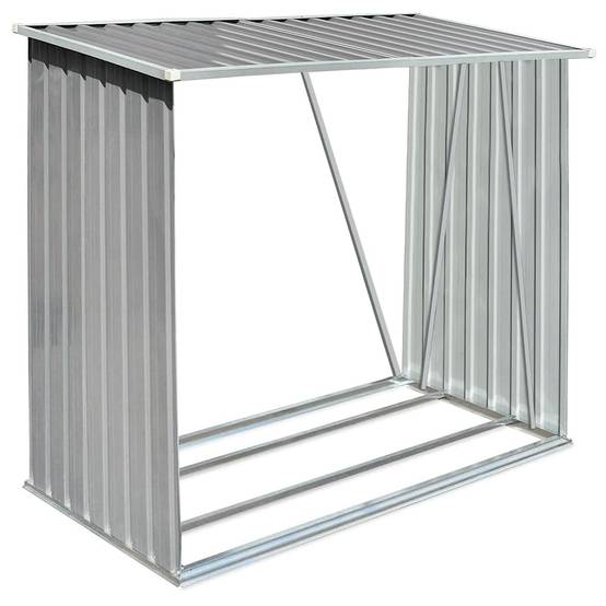 Range-bûches Acier Galvanisé 2m³ pour Jardin ou Terrasse 163x83x154 cm Gris - ComfortXL Outdoor Living - Image 2