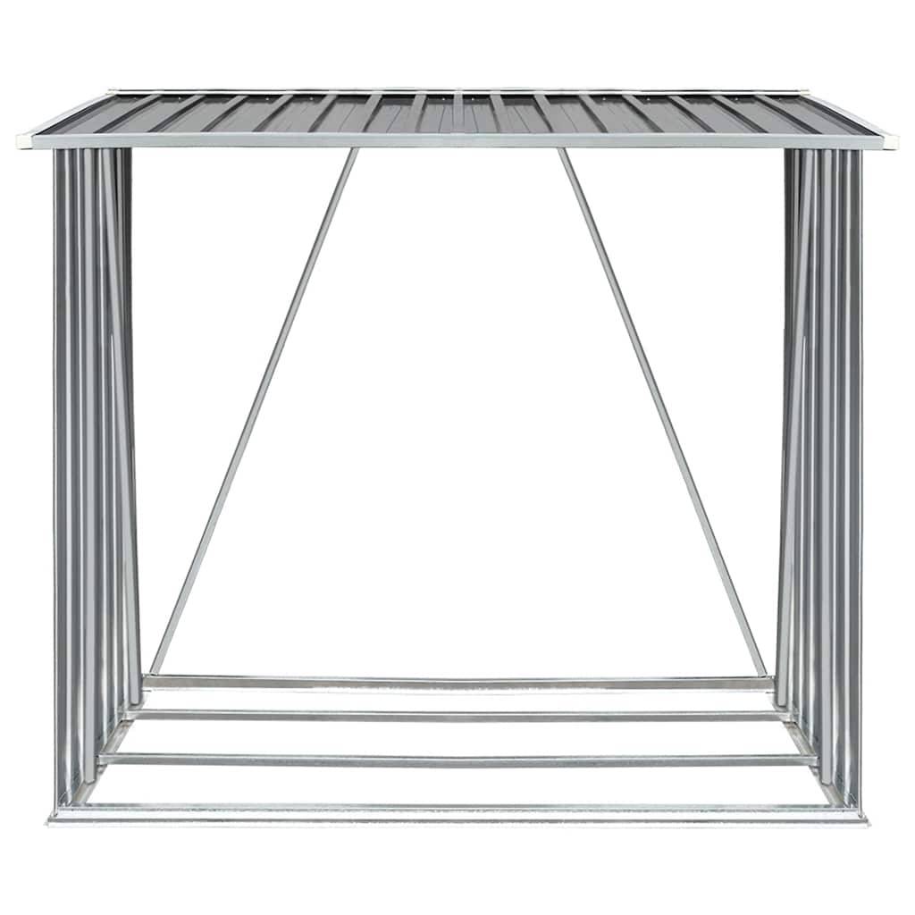 Range-bûches Acier Galvanisé 2m³ pour Jardin ou Terrasse 163x83x154 cm Gris - ComfortXL Outdoor Living - Image 3