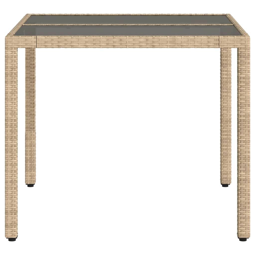 ComfortXL - Table Carrée Moderne 90x90cm en Poly Rotin Beige et Plateau en Verre pour une Terrasse Élégante – ComfortXL Outdoor Living - Image 5