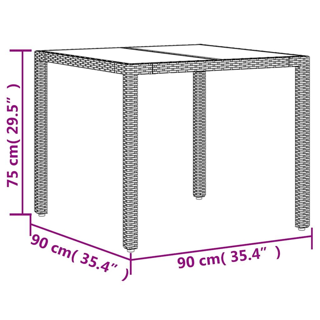 ComfortXL - Table Carrée Moderne 90x90cm en Poly Rotin Beige et Plateau en Verre pour une Terrasse Élégante – ComfortXL Outdoor Living - Image 7